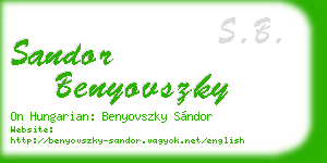 sandor benyovszky business card
